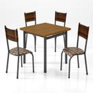 Conjunto Sala de Jantar 4 Lugares Quadrada Mesa 75x75cm Tampo Madeira Maciça Ripado Mariana