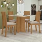 Conjunto Sala de Jantar 4 Lugares Quadrada Tampo MDF Mesa Celebrare e Cadeiras Athenas