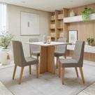Conjunto Sala de Jantar 4 Lugares Quadrado Tampo MDF Mesa Celebrare com Cadeiras Luar Conjunto Sala de Jantar 4 Lugares Quadrado Tampo MDF Mesa Celebrare com Cadeiras Luar