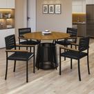 Conjunto Sala de Jantar 4 Lugares Redonda 120cm Tampo Mdf Mesa Roma com Cadeiras Barcelona com Braço