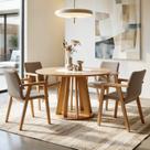 Conjunto Sala de Jantar 4 Lugares Redonda com Prato Giratório Mesa e Cadeira Flora