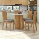 Conjunto Sala de Jantar 4 Lugares Redonda Tampo MDF Mesa Celebrare e Cadeiras Athenas