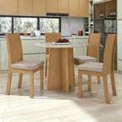 Conjunto Sala de Jantar 4 Lugares Redonda Tampo Vidro/MDF Mesa Celebrare e Cadeiras Athenas