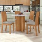 Conjunto Sala de Jantar 4 Lugares Redonda Tampo Vidro/MDF Mesa Celebrare e Cadeiras Athenas