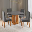 Conjunto Sala de Jantar 4 Lugares Redondo Tampo de MDF Siega Conjunto Sala de Jantar 4 Lugares Redondo Tampo de MDF Siega