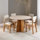 Conjunto Sala de Jantar 4 Lugares Redondo Tampo de Vidro Pallas