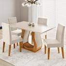 Conjunto Sala de Jantar 4 Lugares Retangular 120x80cm Palina Bege/Mel/Blonde