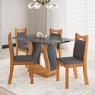 Conjunto Sala de Jantar 4 Lugares Retangular Genebra Vidro MDF Cinza