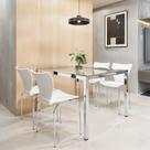 Conjunto Sala de Jantar 4 Lugares Retangular Tampo de Vidro 120X85cm Mesa Smart com Cadeiras Mono