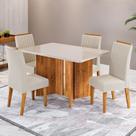 Conjunto Sala de Jantar 4 Lugares Retangular Tampo de Vidro e MDF Zambrone Yescasa