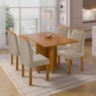 Conjunto Sala de Jantar 4 Lugares Retangular Tampo MDF com Mesa e Cadeiras Carol
