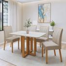 Conjunto Sala de Jantar 4 Lugares Retangular Tampo MDF Mesa Bold com Cadeiras Pés Madeira Jade