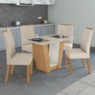 Conjunto Sala de Jantar 4 Lugares Retangular Tampo MDF Mesa e Cadeiras Apogeu