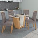 Conjunto Sala de Jantar 4 Lugares Retangular Tampo MDF Mesa e Cadeiras Apogeu