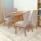 Conjunto Sala de Jantar 4 Lugares Retangular Tampo MDF no Glass Mesa Celebrare com Cadeiras Apogeu Marrom/Amêndoa/Bege