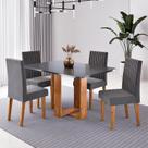 Conjunto Sala de Jantar 4 Lugares Retangular Tampo MDF Stella