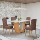 Conjunto Sala de Jantar 4 Lugares Retangular Tampo Vidro/MDF Mesa Apogeu com Cadeiras Luar