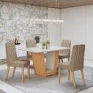 Conjunto Sala de Jantar 4 Lugares Retangular Tampo Vidro/MDF Mesa Apogeu com Cadeiras Luar