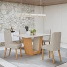 Conjunto Sala de Jantar 4 Lugares Retangular Tampo Vidro/MDF Mesa Apogeu com Cadeiras Luar