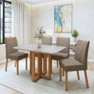 Conjunto Sala de Jantar 4 Lugares Retangular Tampo Vidro/MDF Mesa Bold e Cadeiras Pés Madeira Jade