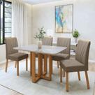 Conjunto Sala de Jantar 4 Lugares Retangular Tampo Vidro/MDF Mesa Bold e Cadeiras Pés Madeira Jade Conjunto Sala de Jantar 4 Lugares Retangular Tampo Vidro/MDF Mesa Bold e Cadeiras Pés Madeira Jade