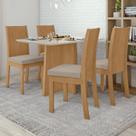 Conjunto Sala de Jantar 4 Lugares Retangular Tampo Vidro/MDF Mesa Celebrare e Cadeiras Athenas