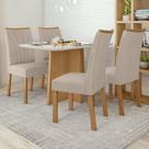 Conjunto Sala de Jantar 4 Lugares Retangular Tampo VidroMDF Mesa Celebrare com Cadeiras Apogeu