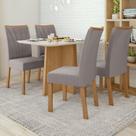Conjunto Sala de Jantar 4 Lugares Retangular Tampo VidroMDF Mesa Celebrare com Cadeiras Apogeu