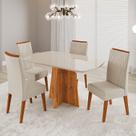 Conjunto Sala de Jantar 4 Lugares Tampo Barril de Vidro/MDF Poligna Yescasa