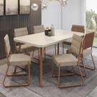 Conjunto Sala de Jantar 6 Cadeiras Almería Carraro Petra Areia Rosê