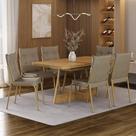Conjunto Sala de Jantar 6 Cadeiras California Carraro Dourado