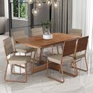 Conjunto Sala De Jantar 6 Cadeiras Charlotte Carraro Nogal Com Rose