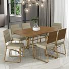 Conjunto Sala de Jantar 6 Cadeiras Fênix Carraro Dourada