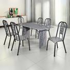 Conjunto Sala de Jantar 6 Cadeiras Fortaleza Prata/Preto/Granito Conjunto Sala de Jantar 6 Cadeiras Fortaleza Prata/Preto/Granito