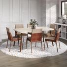 Conjunto Sala de Jantar 6 Cadeiras San Paolo Carraro Petra e Rosê Conjunto Sala de Jantar 6 Cadeiras San Paolo Carraro Petra e Rosê