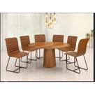 Conjunto Sala de Jantar 6 Cadeiras Tampo em Madeira Redonda Itália Conjunto Sala de Jantar 6 Cadeiras Tampo em Madeira Redonda Itália