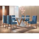 Conjunto Sala de Jantar 6 Cadeiras Tóquio Rufato Imbuia/Off White