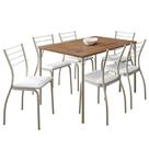 Conjunto Sala de Jantar 6 Cadeiras Valencia Carraro Branco Prata Conjunto Sala de Jantar 6 Cadeiras Valencia Carraro Branco Prata