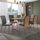 Conjunto Sala De Jantar 6 Cadeiras York Carraro Nogal Rosê