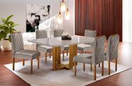 Conjunto Sala de Jantar 6 Lugares Italia Mesa e Cadeiras Madeira Maciça e Tecido Veludo Bege Escuro