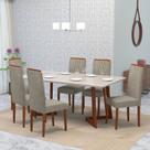 Conjunto Sala de Jantar 6 Lugares Madeira Eucalipto Ametista Marrom/Caramelo/Castor