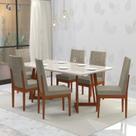 Conjunto Sala de Jantar 6 Lugares Madeira Eucalipto Safira Marrom/Caramelo/Castor