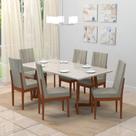 Conjunto Sala de Jantar 6 Lugares Madeira Eucalipto Safira Marrom/Caramelo/Castor