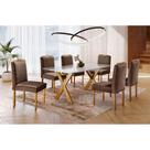 Conjunto Sala de Jantar 6 Lugares Mesa Munique e Cadeiras Imperatriz Veludo Móveis Mix