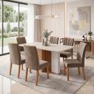 Conjunto Sala de Jantar 6 Lugares Quadrada Tampo MDF Mesa Astrid com Cadeiras Apogeu Bege Amêndoa Clean/Off White/Bege Conjunto Sala de Jantar 6 Lugares Quadrada Tampo MDF Mesa Astrid com Cadeiras Apogeu Bege Amêndoa Clean/Off White/Bege
