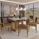 Conjunto Sala de Jantar 6 Lugares Retangular com Tampo de Vidro Mesa Filadélfia Cadeiras Miami