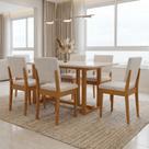 Conjunto Sala de Jantar 6 Lugares Retangular com Tampo de Vidro Mesa Filadélfia Cadeiras Miami