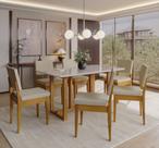 Conjunto Sala de Jantar 6 Lugares Retangular com Tampo de Vidro Mesa Filadélfia Cadeiras Miami