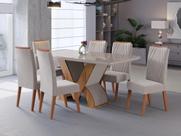 Conjunto Sala de Jantar 6 Lugares Retangular Tampo de MDF Vegas Yescasa