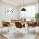 Conjunto Sala de Jantar 6 Lugares Retangular Tampo de Vidro 160X85cm Mesa Smart com Cadeiras Lodelô